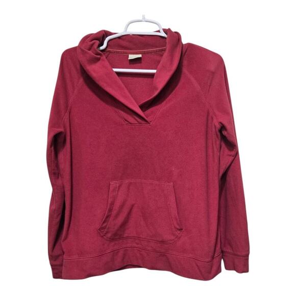 L.L. Bean Pink Fleece Pullover Sweatshirt V-Neck Size Small - Picture 1 of 9